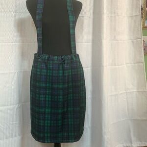 Modern Hero women's‎ size L XL green plaid skirt with shoulder straps